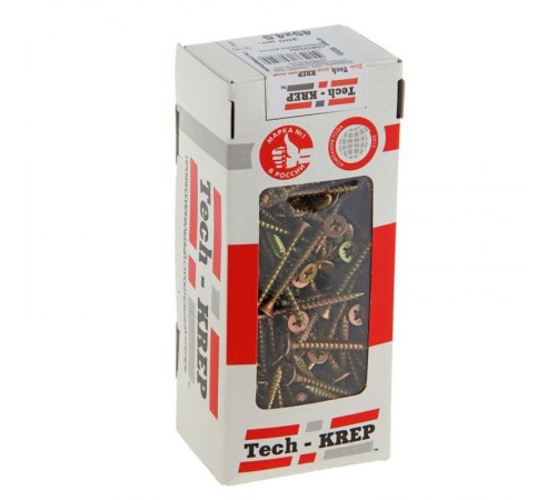 Саморезы универсальные 45х4,5 мм (200 шт) желтые - коробка с окном ( 0,644 кг)  102255  Tech-KREP