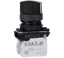 Переключатель КПЕ1611Р-черный-1но+1нз-ручка-фикс-2поз-IP65  248268  КЭАЗ