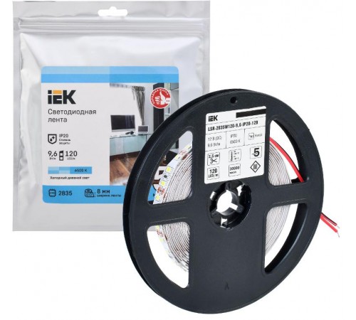 Лента светодиодная 5м LSR-2835W120-9,6-IP20-12В  LSR1-2-120-20-3-05  IEK