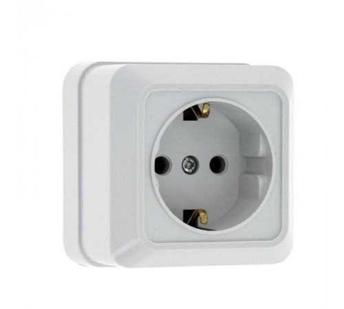 Рим Розетка 1-местная 16А с заземлением белая EKF  ENR16-028-10  EKF