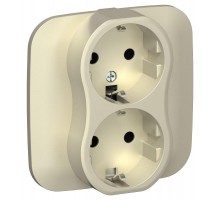 FLITE Розетка 2-ая с заземлением без шторок быстрозажимные клеммы 16А РС12-1-А-ФлШ шампань  FI-R21A-16-1-K37  IEK