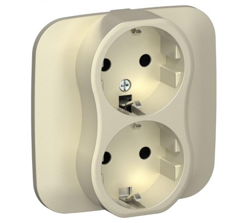 FLITE Розетка 2-ая с заземлением без шторок быстрозажимные клеммы 16А РС12-1-А-ФлШ шампань  FI-R21A-16-1-K37  IEK