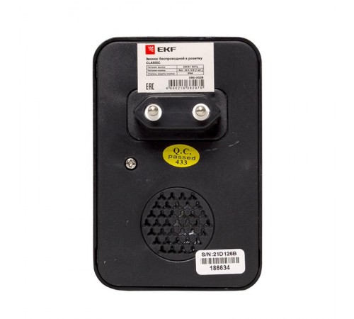 Звонок беспр. на батарейках Classic (2х1,5В АА, черный, 51 мелод. с индик. 4 ур.) EKF  DBB-D-003B  EKF