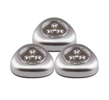 Светильник светодиодный с ручным вкл., пушлайт TF3-3хL3-T-sr (в упак 3шт серебр.)  .5041776  ФАZА