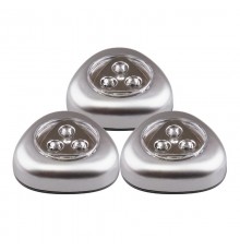 Светильник светодиодный с ручным вкл., пушлайт TF3-3хL3-T-sr (в упак 3шт серебр.)  .5041776  ФАZА