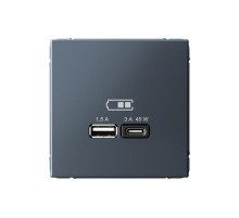 ArtGallery Грифель Розетка USB A + тип-C 45Вт высокоскор.заряд. QC, PD, механизм  GAL000729  SE