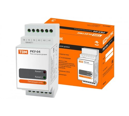 Реле контроля уровня серии РКУ-04-2нас/1рез/2ур/3датч-230/400В-DIN (без датчиков)  SQ1507-0005  TDM