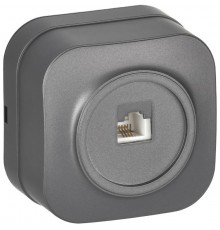 GLORY Розетка телефонная RJ11 о/у РТ20-ХСм сталь матовый  ETH10-K46M  IEK