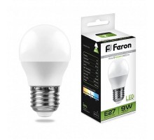 Лампа светодиодная LB-550 (9W) 230V E27 4000K G45  25805  FERON