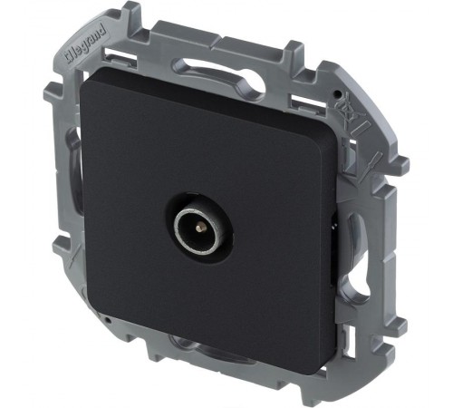Inspiria Антрацит Розетка телевизионная TV проходная С/У 14 дБ 5-862 мГц без рамки  673863  Legrand