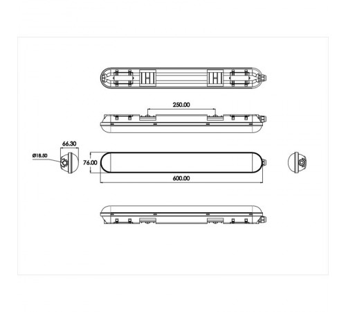 Светильник светодиодный промышленный линейный IP65 18Вт 1710Лм 6500К 600мм мат SPP-201-0-65K-018  Б0047173  ЭРА