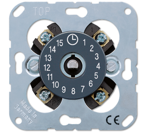 Таймер механический 2-полюсный макс. 15 мин., 16А/250В, в комплекте со шкалой цвета "антрацит"; универсальные встраиваемые механизмы  11015  Jung
