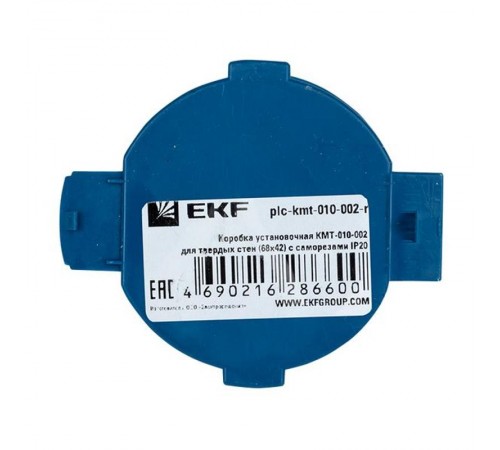 Коробка установочная КМТ-010-002 для твердых стен (68х42) с саморезами IP20 розничный стикер PROxima  plc-kmt-010-002-r  EKF