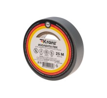 Изолента ПВХ 0.13х19 мм, 25 м, серая  KR-09-2208  Kranz