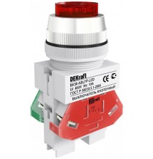 Выкл. кноп. ABLFP 30 мм Цвет:КРАСНЫЙ LED 220В ВK-30 a  25048DEK  DEKraft