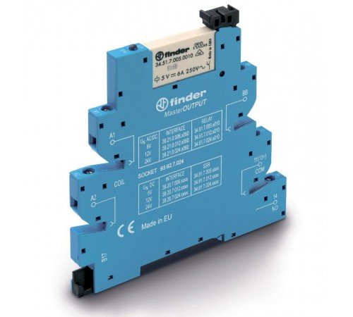 Интерфейсный модуль, электромеханическое реле, серия MasterOUTPUT; 1NO 6A; контакты AgNi; питание 24В AC/DC  392100240060  Finder