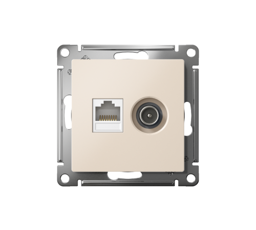 AtlasDesign Бежевый Розетка 2-ая комп+TV, RJ45+TV, кат.5E, механизм  ATN000289  SE