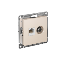 AtlasDesign Бежевый Розетка 2-ая комп+TV, RJ45+TV, кат.5E, механизм  ATN000289  SE