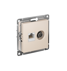 AtlasDesign Бежевый Розетка 2-ая комп+TV, RJ45+TV, кат.5E, механизм  ATN000289  SE