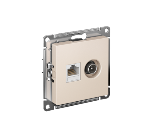 AtlasDesign Бежевый Розетка 2-ая комп+TV, RJ45+TV, кат.5E, механизм  ATN000289  SE
