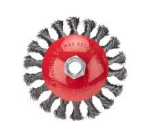 Щетка коническая для УШМ крученая стальная проволока 115 мм М14  KR-91-1202  Kranz