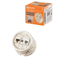 Розетка телефонная RJ11 + компьютерная RJ45 мраморная "Болонь"  SQ1820-0152  TDM