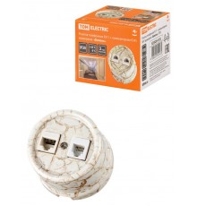 Розетка телефонная RJ11 + компьютерная RJ45 мраморная "Болонь"  SQ1820-0152  TDM