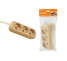 Удлинитель бытовой У3 3 гнезда, 5метров,2П б/з, ПВС 2х0,75мм2 "Эко" (сосна) 10А/250В  SQ1303-2202  TDM