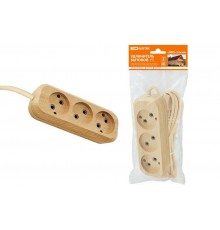 Удлинитель бытовой У3 3 гнезда, 5метров,2П б/з, ПВС 2х0,75мм2 "Эко" (сосна) 10А/250В  SQ1303-2202  TDM