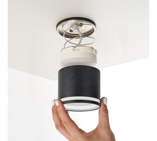 Светильник потолочный под лампу макс 12W, 230V, GX53, черный, HL362  41997  FERON