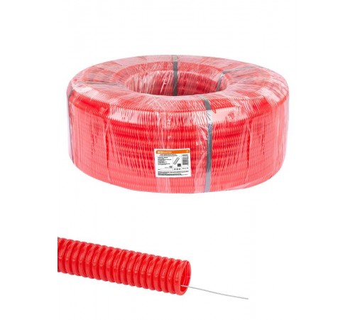 Труба гофрированная ПНД d 32 с зондом (50 м) легкая красная  SQ0413-0034  TDM