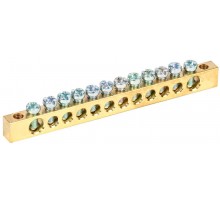 Шина PEN "земля-ноль" 6х9мм 12/2 (12групп/креп по краям)  YNN11-12-100  IEK