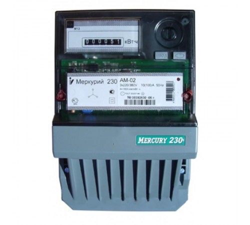 Счетчик Меркурий 230 AM-02 10-100А/400В (1 тар.) МЕХ (монт. пл.)