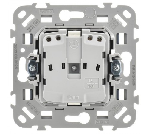 FLITE Розетка с заземлением со шторками быстрозажимные клеммы 16А РСш11-1-ФлМ маренго  FI-R14-16-1-K35  IEK