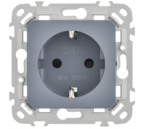 FLITE Розетка с заземлением со шторками быстрозажимные клеммы 16А РСш11-1-ФлМ маренго  FI-R14-16-1-K35  IEK