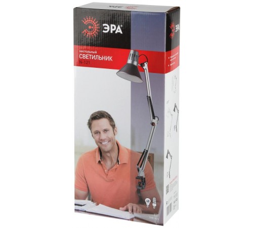 Светильник настольный струбцина  N-121 40Вт ЛН/КЛЛ Е27 черный  C0041454  ЭРА