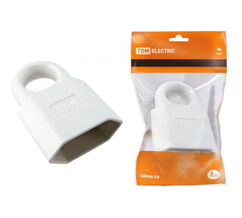 Кабельная розетка 2П 10А 250B (под евровилку CEE 7/16) с з/ш с кольцом белаяTDM  SQ1806-0191  TDM