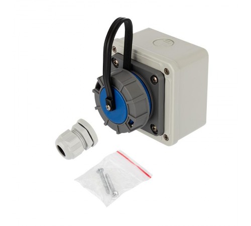 Розетка настенная влагозащищенная с крышкой 16 А, 2Р+РЕ, IP68  111-125  REXANT