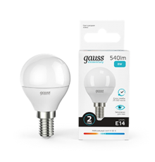 Лампа светодиодная LED 8Вт E14 220В 4100К Elementary шар  53128  Gauss