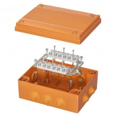 Коробка распределительная пластиковая FS огн.,IP55,240х190х90мм, 12р, 450V,32A,10мм.кв с кабельными вводами и клеммниками  FSK411210  DKC