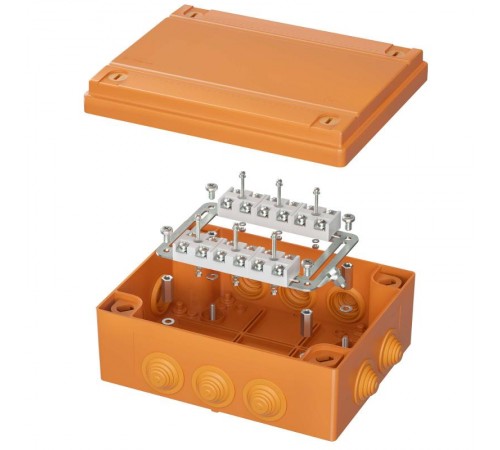 Коробка распределительная пластиковая FS огн.,IP55,240х190х90мм, 12р, 450V,32A,10мм.кв с кабельными вводами и клеммниками  FSK411210  DKC