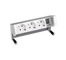 Simon S400 Настольный розеточный блок, 3х2P+E, 1 пустой модуль, алюминий, Simon 400  42403000-133  Simon