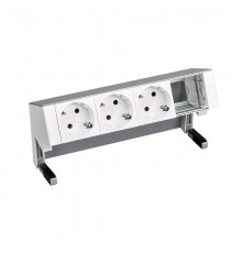 Simon S400 Настольный розеточный блок, 3х2P+E, 1 пустой модуль, алюминий, Simon 400  42403000-133  Simon