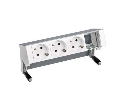 Simon S400 Настольный розеточный блок, 3х2P+E, 1 пустой модуль, алюминий, Simon 400  42403000-133  Simon