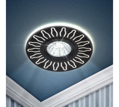 Светильник точечный встраиваемый DK LD31 BK декор cо светодиодной подсветкой MR16, 220V, max 11W, черный  Б0036499  ЭРА