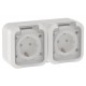 TORS Розетка 2-ая с з/к кр. гориз. 16А IP55 TS322 белый  TS-R26-16-55-G-K01  IEK