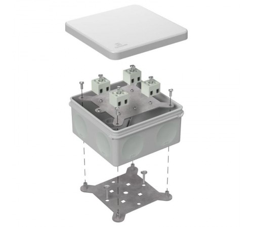 Коробка огнестойкая для о/п двухкомпонентная 60-0300-FR2.5-8 Е15-Е120 RAL7035 100х100х50 (14 шт/кор) серая  60-0300-7035-FR2.5-8  Промрукав