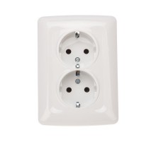 DEA Розетка 2-ая керамика с/з с/у 16А Бел  KR-78-0220  Kranz