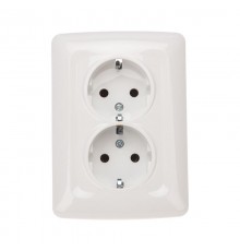 DEA Розетка 2-ая керамика с/з с/у 16А Бел  KR-78-0220  Kranz