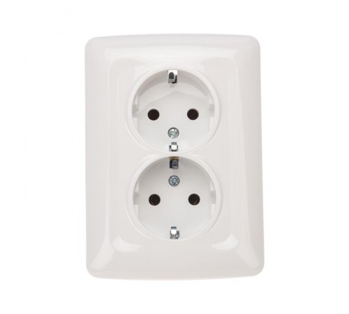 DEA Розетка 2-ая керамика с/з с/у 16А Бел  KR-78-0220  Kranz